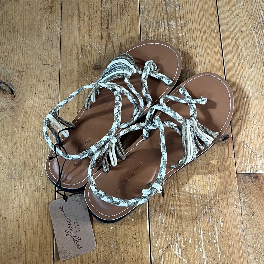 Stylish Brown and Cream Women's Sandals by Flow Shoes size 10